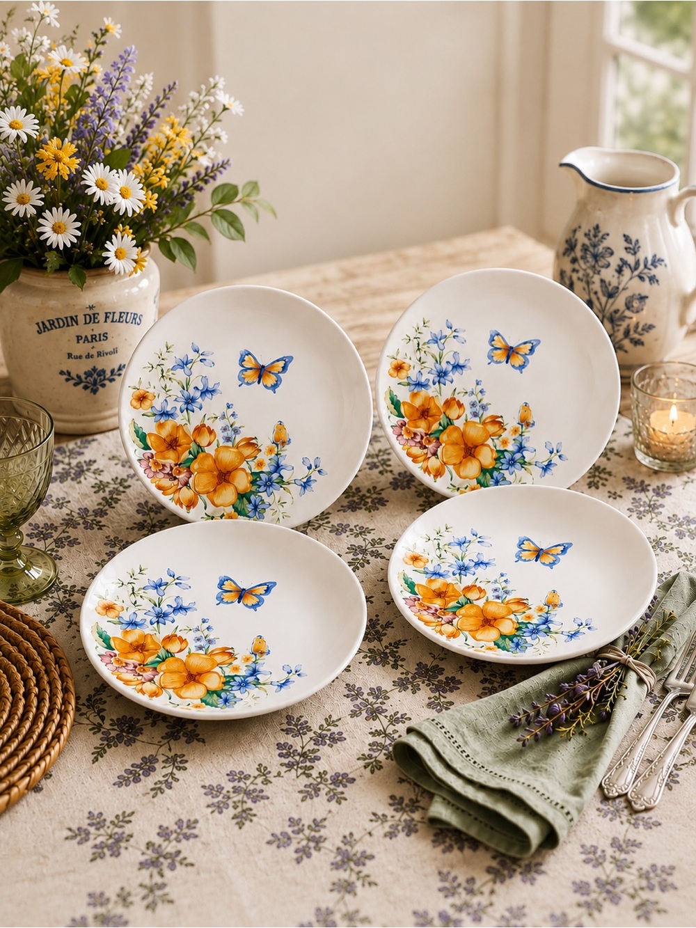 Studio Nova Butterfly Garden Dinner Plates Set of 4 10.5” Floral Cottagecore
